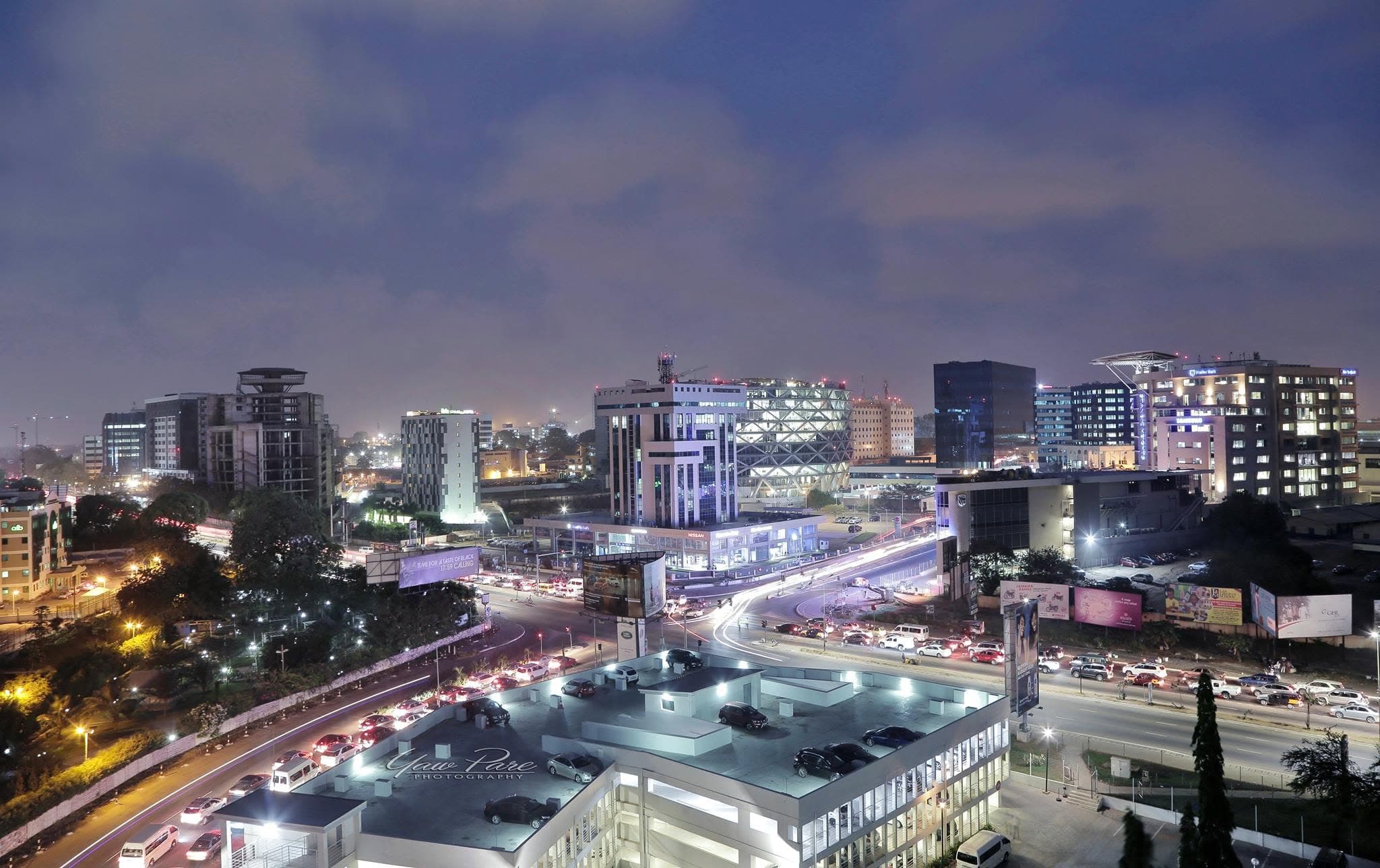 Accra city lights at night