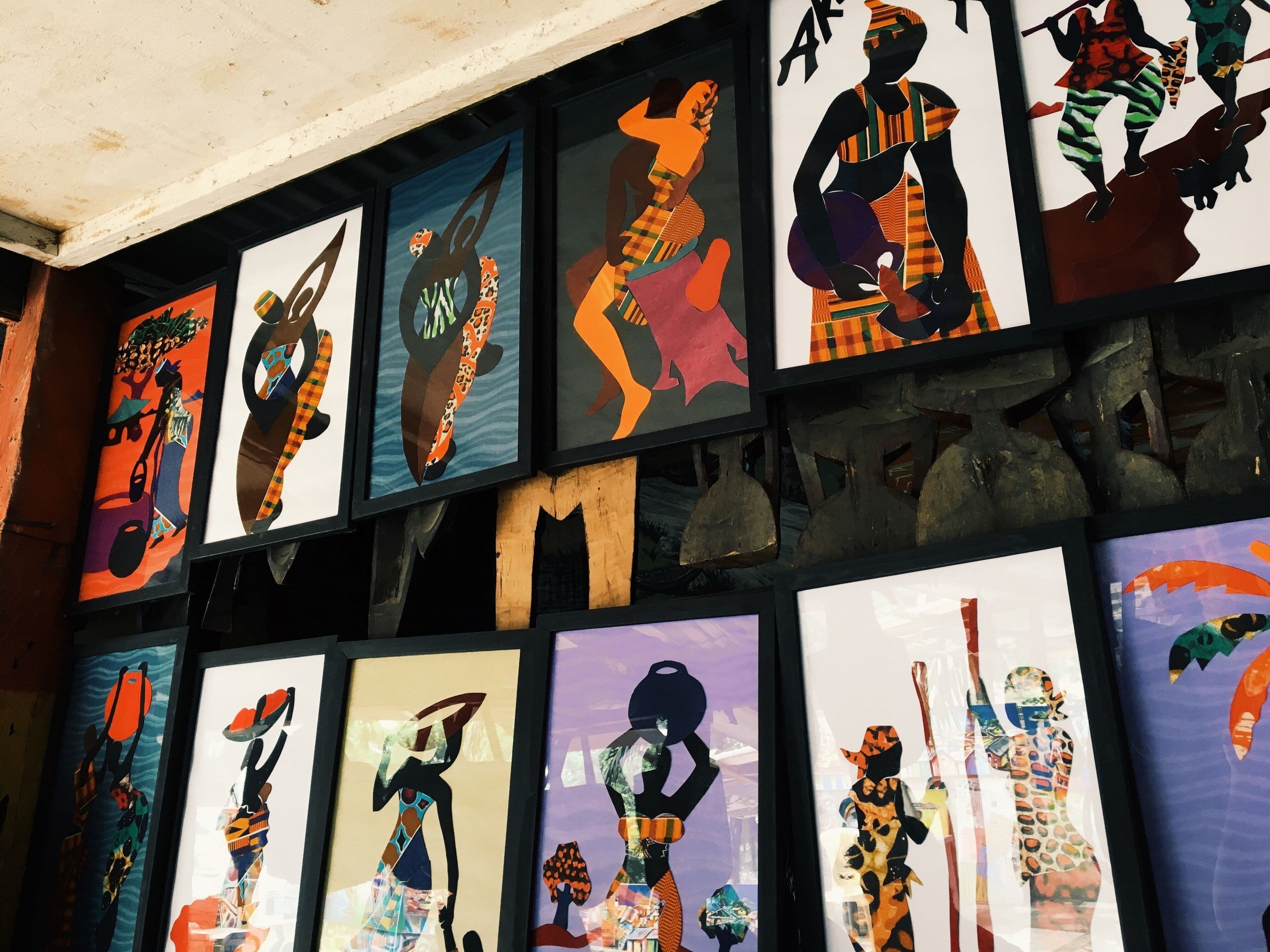 Ghanaian craft artworks at a cultural centre